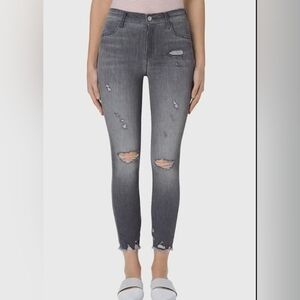 J Brand, Alana High Rise Cropped Provocateur Destruct Gray Skinny Jeans, Size 25